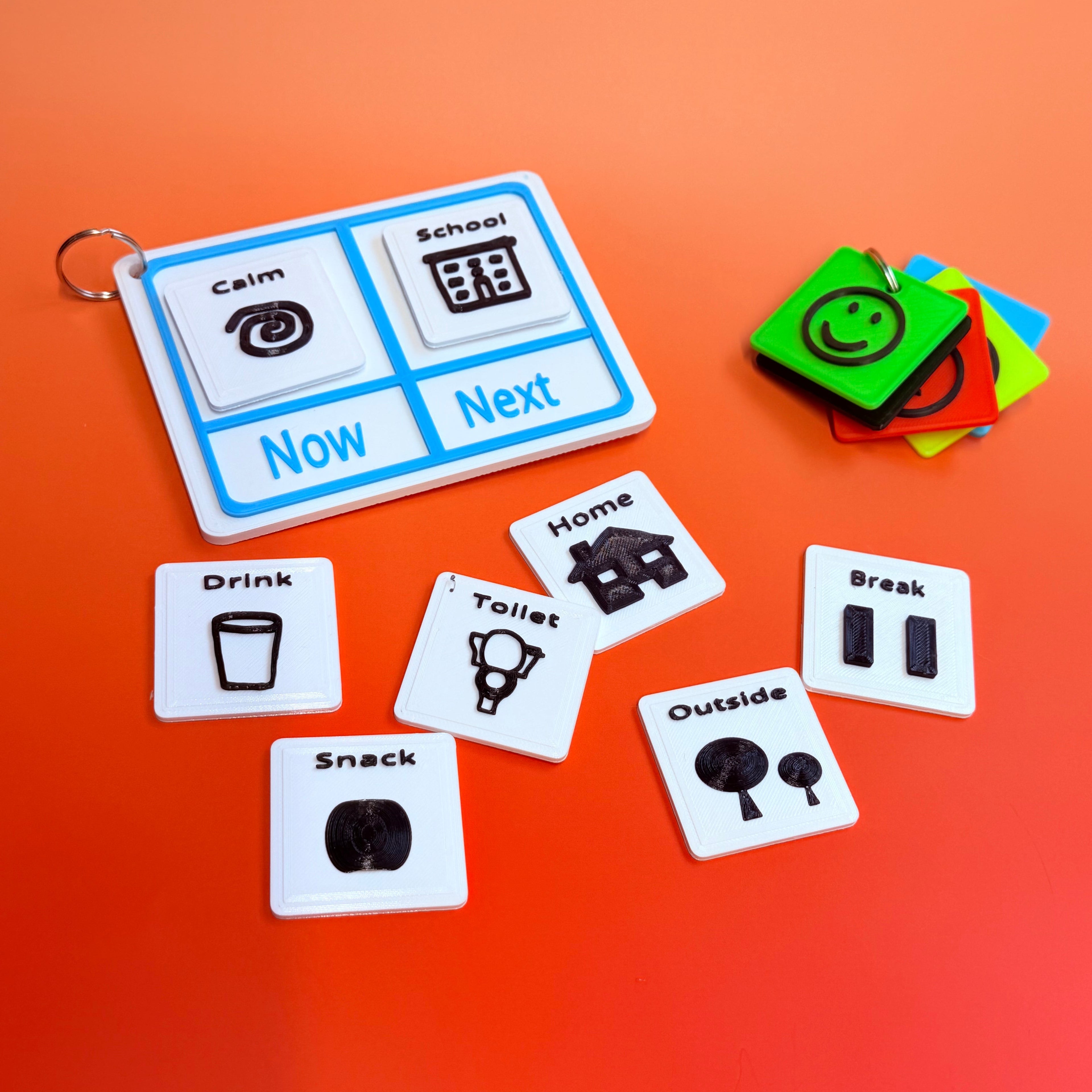 Calmii® School Communication Starter Pack | Tactile Now & Next Board, School Tiles & Emotion Tiles for Lanyards
